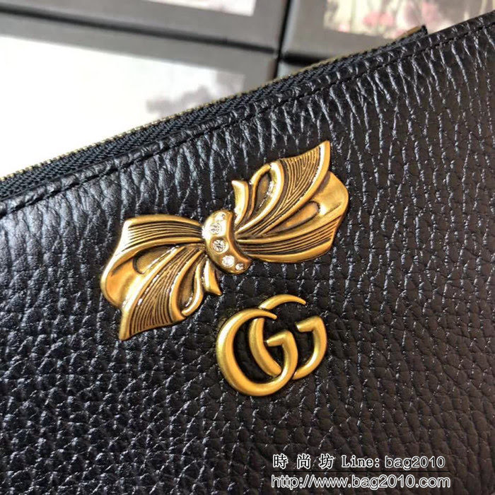 GUCCI古馳 頂級原單 早秋新品 雙色牛皮 女士拉鏈皮夾 524300 黑配粉 WTG2061